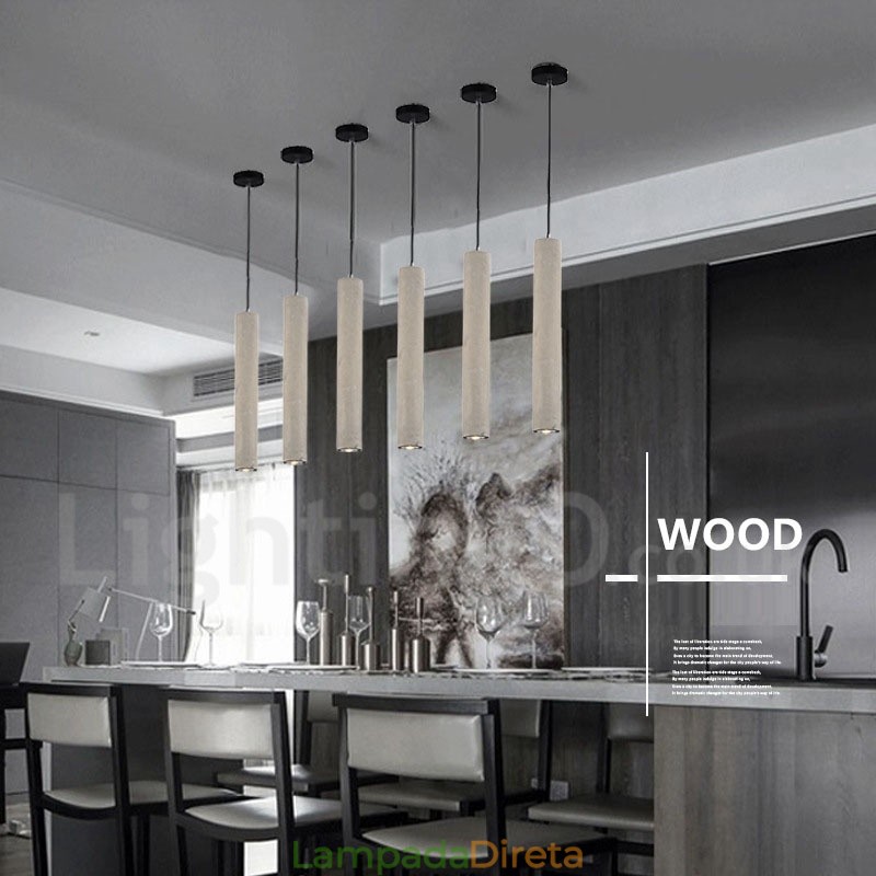 Luminária pendente moderna contemporânea de concreto com 1 luz