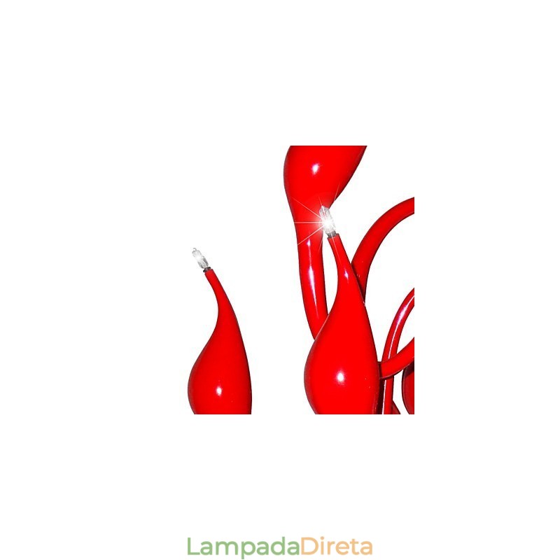 Lustre moderno 24 luzes G4 pintura vermelha