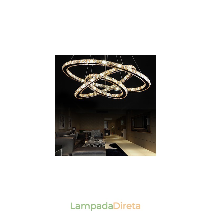 Luzes de teto com anel de estilo moderno Lâmpada de teto de cristal