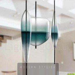 Luminária pendente moderna contemporânea com gradiente de cor e cúpula de vidro