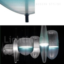 Luminária pendente moderna contemporânea com gradiente de cor e cúpula de vidro