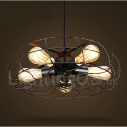 Luminária pendente retrô vintage de 5 luzes