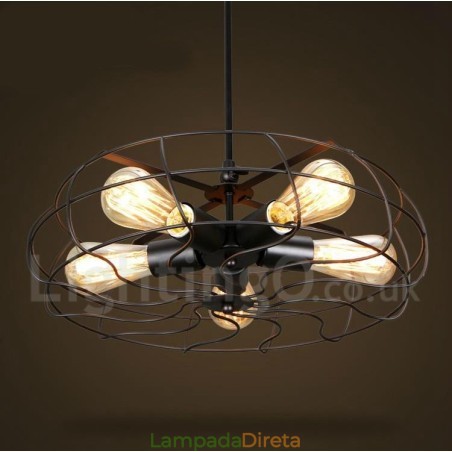 Luminária pendente retrô vintage de 5 luzes Luminária pendente retrô vintage de 5 luzes