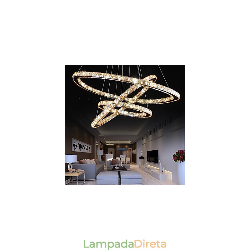 Luzes de teto com anel de estilo moderno Lâmpada de teto de cristal