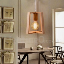 Luminária pendente moderna contemporânea de madeira com 1 luz