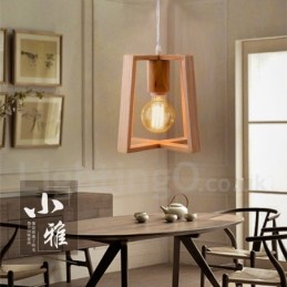 Luminária pendente moderna contemporânea de madeira com 1 luz