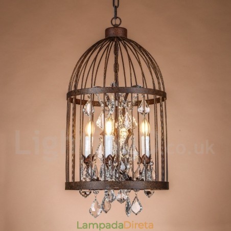 Retro Vintage Metal 4 Luzes Gaiola de Pássaro Pendente Luz Retro Vintage Metal 4 Luzes Gaiola de Pássaro Pendente Luz