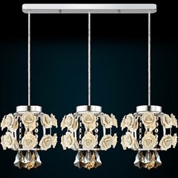 Lustre Pendente Flores e Cristal