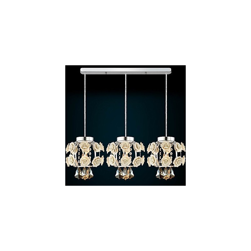 Lustre Pendente Flores e Cristal