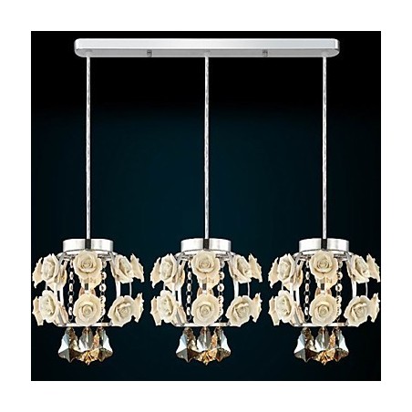 Lustre Pendente Flores e Cristal Lustre Pendente Flores e Cristal