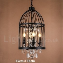 Retro Vintage Metal 4 Luzes Gaiola de Pássaro Pendente Luz