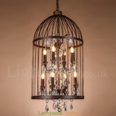 Retro Vintage Metal 8 Luzes Gaiola de Pássaro Pendente Luz Retro Vintage Metal 8 Luzes Gaiola de Pássaro Pendente Luz