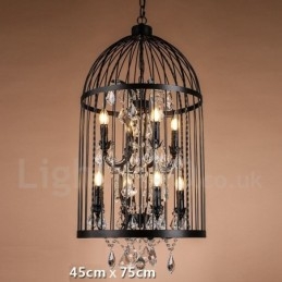Retro Vintage Metal 8 Luzes Gaiola de Pássaro Pendente Luz