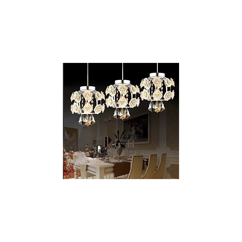 Lustre Pendente Flores e Cristal