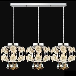 Lustre Pendente Flores e Cristal