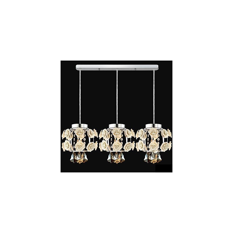 Lustre Pendente Flores e Cristal