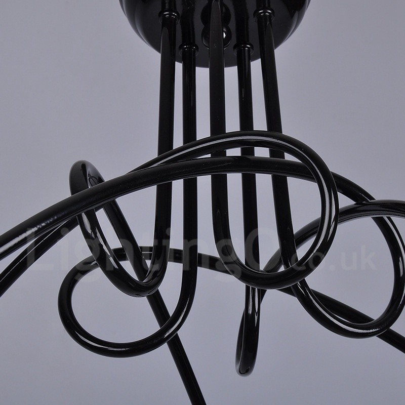 Lustre de metal preto country com 5 luzes