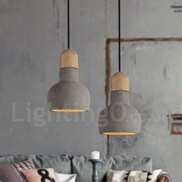 Retro Vintage Madeira Concrte Luz Pendente Única Luz