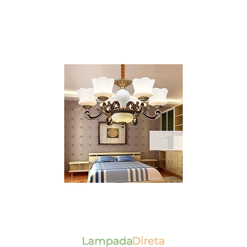 Jardim criativo liga de zinco retro jantar pingente lâmpada lustre