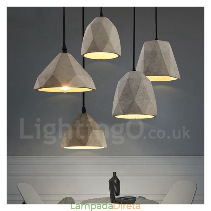 Luminária pendente vintage Concrte 1 luz