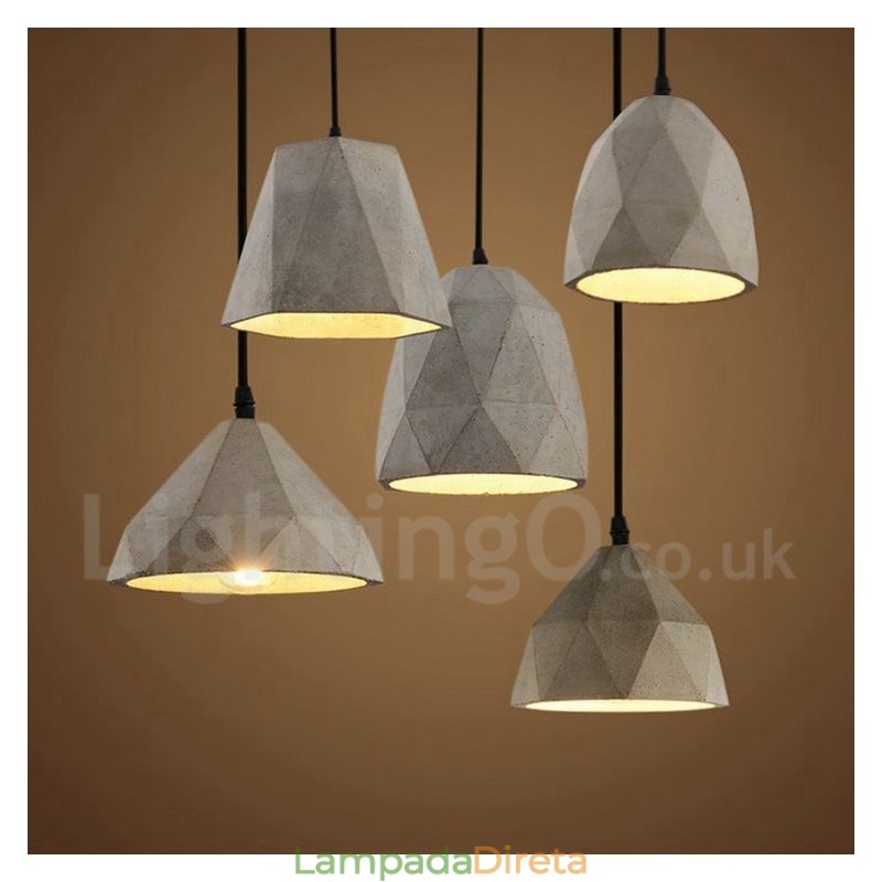 Luminária pendente vintage Concrte 1 luz