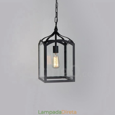 Luminária pendente rústica de metal com cúpula de vidro Luminária pendente rústica de metal com cúpula de vidro