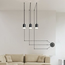 Para 3 luzes pendentes pretas com cúpula de vidro