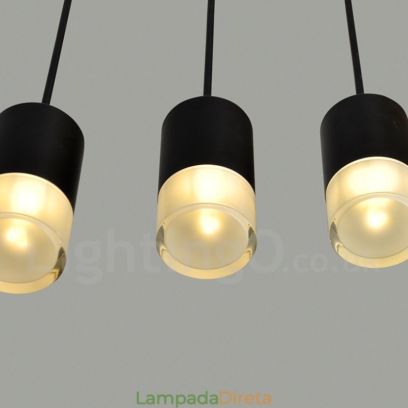 Para 3 luzes pendentes pretas com cúpula de vidro