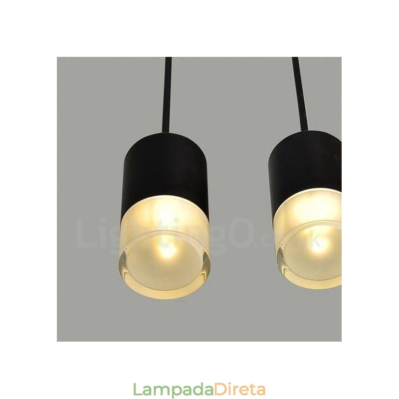 Para 3 luzes pendentes pretas com cúpula de vidro
