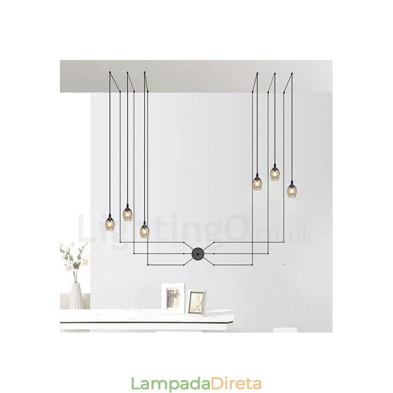 Para 6 luzes pendentes com cúpula de vidro
