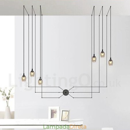 Para 6 luzes pendentes com cúpula de vidro Para 6 luzes pendentes com cúpula de vidro