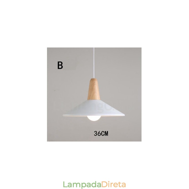 Luminária pendente moderna contemporânea de madeira e metal multicolorida