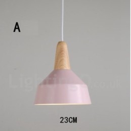 Luminária pendente moderna contemporânea de madeira e metal multicolorida