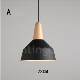 Luminária pendente moderna contemporânea de madeira e metal multicolorida