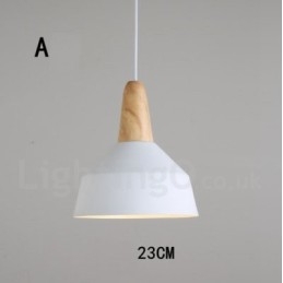 Luminária pendente moderna contemporânea de madeira e metal multicolorida