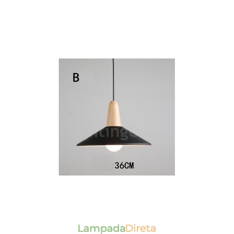 Luminária pendente moderna contemporânea de madeira e metal multicolorida