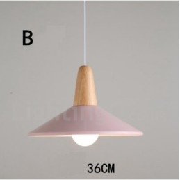Luminária pendente moderna contemporânea de madeira e metal multicolorida