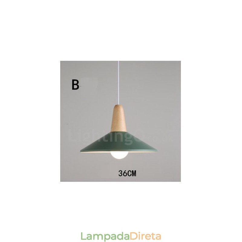 Luminária pendente moderna contemporânea de madeira e metal multicolorida