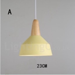 Luminária pendente moderna contemporânea de madeira e metal multicolorida