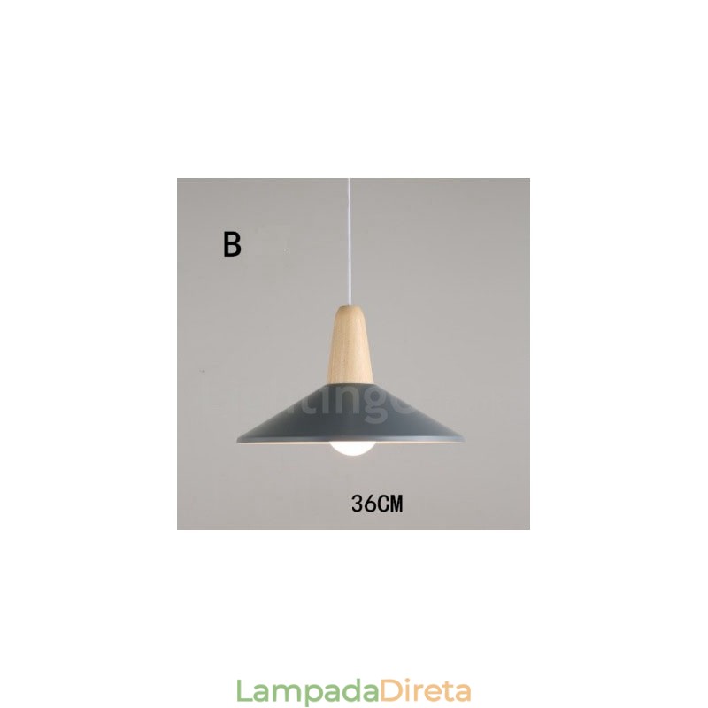 Luminária pendente moderna contemporânea de madeira e metal multicolorida