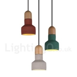 Luminária pendente vintage de concreto de madeira multicolorida para lâmpada