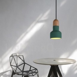 Luminária pendente vintage de concreto de madeira multicolorida para lâmpada