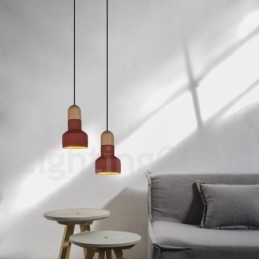 Luminária pendente vintage de concreto de madeira multicolorida para lâmpada