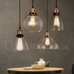 Luminária pendente retrô vintage com abajur de vidro