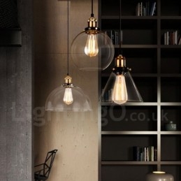Luminária pendente retrô vintage com abajur de vidro