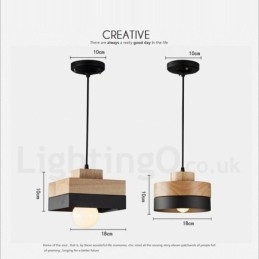Luminária pendente moderna contemporânea de madeira e metal