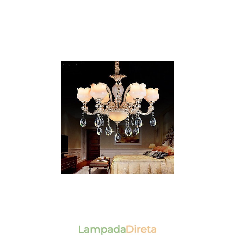 Luminária pendente estilo europeu Jade Luminária pendente de cristal