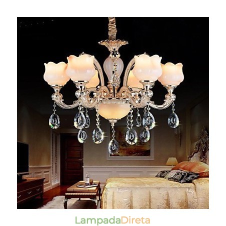 Luminária pendente estilo europeu Jade Luminária pendente de cristal Luminária pendente estilo europeu Jade Luminária pendente de cristal