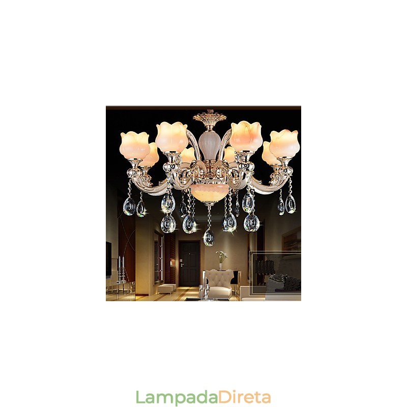 Luminária pendente estilo europeu Jade Luminária pendente de cristal