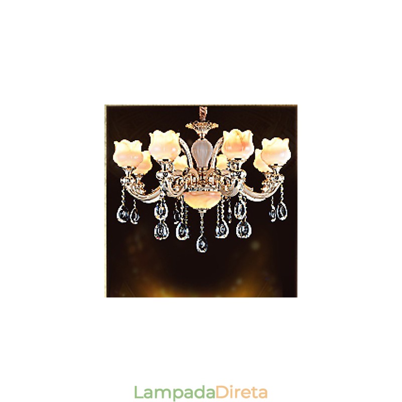 Luminária pendente estilo europeu Jade Luminária pendente de cristal